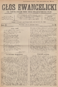 Głos Ewangelicki : pismo tygodniowe poświęcone sprawom Kościoła Ewangelicko-Augsburskiego w Polsce. R.4, 1923, № 36