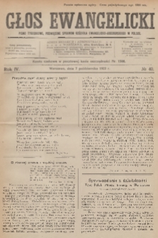 Głos Ewangelicki : pismo tygodniowe poświęcone sprawom Kościoła Ewangelicko-Augsburskiego w Polsce. R.4, 1923, № 40