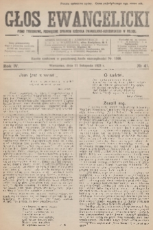 Głos Ewangelicki : pismo tygodniowe poświęcone sprawom Kościoła Ewangelicko-Augsburskiego w Polsce. R.4, 1923, № 45
