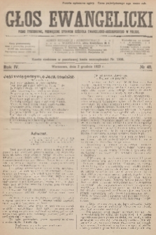 Głos Ewangelicki : pismo tygodniowe poświęcone sprawom Kościoła Ewangelicko-Augsburskiego w Polsce. R.4, 1923, № 48