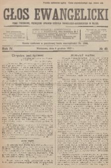 Głos Ewangelicki : pismo tygodniowe poświęcone sprawom Kościoła Ewangelicko-Augsburskiego w Polsce. R.4, 1923, № 49