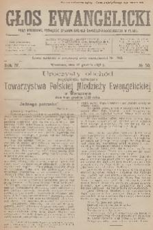 Głos Ewangelicki : pismo tygodniowe poświęcone sprawom Kościoła Ewangelicko-Augsburskiego w Polsce. R.4, 1923, № 50