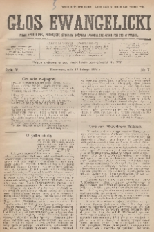 Głos Ewangelicki : pismo tygodniowe poświęcone sprawom Kościoła Ewangelicko-Augsburskiego w Polsce. R.5, 1924, № 7