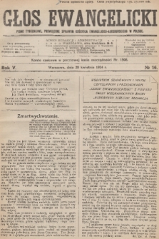 Głos Ewangelicki : pismo tygodniowe poświęcone sprawom Kościoła Ewangelicko-Augsburskiego w Polsce. R.5, 1924, № 16