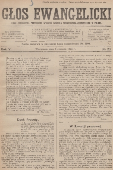 Głos Ewangelicki : pismo tygodniowe poświęcone sprawom Kościoła Ewangelicko-Augsburskiego w Polsce. R.5, 1924, № 23