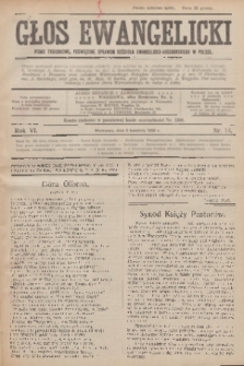 Głos Ewangelicki : pismo tygodniowe poświęcone sprawom Kościoła Ewangelicko-Augsburskiego w Polsce. R.6, 1925, nr 14