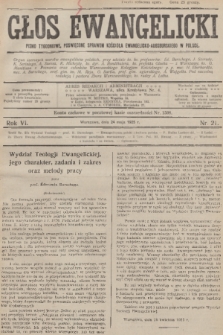 Głos Ewangelicki : pismo tygodniowe poświęcone sprawom Kościoła Ewangelicko-Augsburskiego w Polsce. R.6, 1925, nr 21