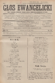 Głos Ewangelicki : pismo tygodniowe poświęcone sprawom Kościoła Ewangelicko-Augsburskiego w Polsce. R.6, 1925, nr 22