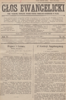 Głos Ewangelicki : pismo tygodniowe poświęcone sprawom Kościoła Ewangelicko-Augsburskiego w Polsce. R.6, 1925, nr 24