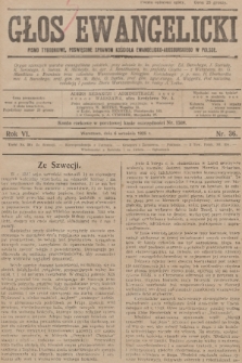 Głos Ewangelicki : pismo tygodniowe poświęcone sprawom Kościoła Ewangelicko-Augsburskiego w Polsce. R.6, 1925, nr 36