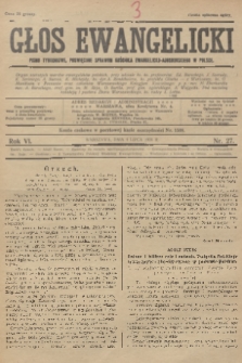 Głos Ewangelicki : pismo tygodniowe poświęcone sprawom Kościoła Ewangelicko-Augsburskiego w Polsce. R.7, 1926, nr 27