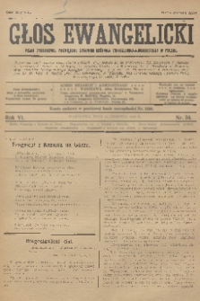 Głos Ewangelicki : pismo tygodniowe poświęcone sprawom Kościoła Ewangelicko-Augsburskiego w Polsce. R.7, 1926, nr 34