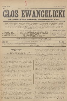 Głos Ewangelicki : pismo tygodniowe poświęcone sprawom Kościoła Ewangelicko-Augsburskiego w Polsce. R.7, 1926, nr 35