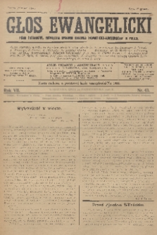 Głos Ewangelicki : pismo tygodniowe poświęcone sprawom Kościoła Ewangelicko-Augsburskiego w Polsce. R.7, 1926, nr 43