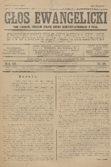 Głos Ewangelicki : pismo tygodniowe poświęcone sprawom Kościoła Ewangelicko-Augsburskiego w Polsce. R.7, 1926, nr 49