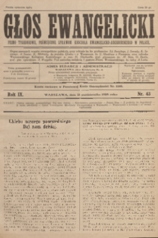 Głos Ewangelicki : pismo tygodniowe poświęcone sprawom Kościoła Ewangelicko-Augsburskiego w Polsce. R.9, 1928, nr 43