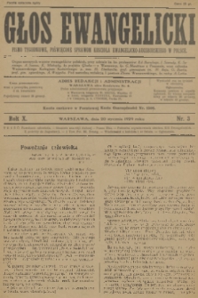 Głos Ewangelicki : pismo tygodniowe poświęcone sprawom Kościoła Ewangelicko-Augsburskiego w Polsce. R.10, 1929, nr 3