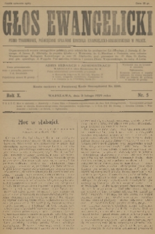 Głos Ewangelicki : pismo tygodniowe poświęcone sprawom Kościoła Ewangelicko-Augsburskiego w Polsce. R.10, 1929, nr 5