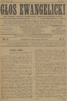 Głos Ewangelicki : pismo tygodniowe poświęcone sprawom Kościoła Ewangelicko-Augsburskiego w Polsce. R.10, 1929, nr 6