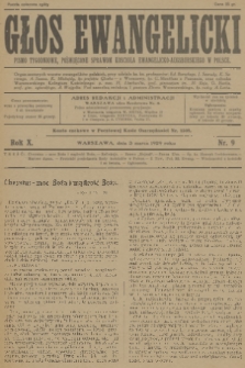 Głos Ewangelicki : pismo tygodniowe poświęcone sprawom Kościoła Ewangelicko-Augsburskiego w Polsce. R.10, 1929, nr 9