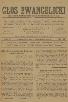 Głos Ewangelicki : pismo tygodniowe poświęcone sprawom Kościoła Ewangelicko-Augsburskiego w Polsce. R.10, 1929, nr 41