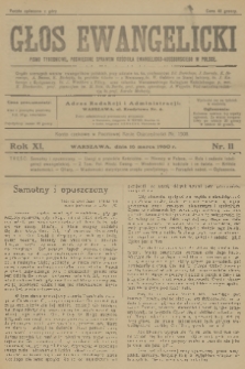 Głos Ewangelicki : pismo tygodniowe poświęcone sprawom Kościoła Ewangelicko-Augsburskiego w Polsce. R.11, 1930, nr 11