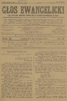 Głos Ewangelicki : pismo tygodniowe poświęcone sprawom Kościoła Ewangelicko-Augsburskiego w Polsce. R.11, 1930, nr 21