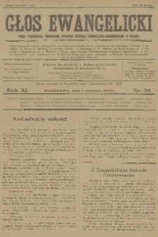 Głos Ewangelicki : pismo tygodniowe poświęcone sprawom Kościoła Ewangelicko-Augsburskiego w Polsce. R.11, 1930, nr 36