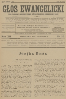 Głos Ewangelicki : pismo tygodniowe poświęcone sprawom Kościoła Ewangelicko-Augsburskiego w Polsce. R.12, 1931, nr 23