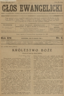 Głos Ewangelicki : pismo tygodniowe poświęcone sprawom Kościoła Ewangelicko-Augsburskiego w Polsce. R.14, 1933, nr 5