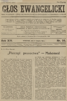 Głos Ewangelicki : pismo tygodniowe poświęcone sprawom Kościoła Ewangelicko-Augsburskiego w Polsce. R.14, 1933, nr 35