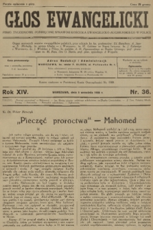 Głos Ewangelicki : pismo tygodniowe poświęcone sprawom Kościoła Ewangelicko-Augsburskiego w Polsce. R.14, 1933, nr 36