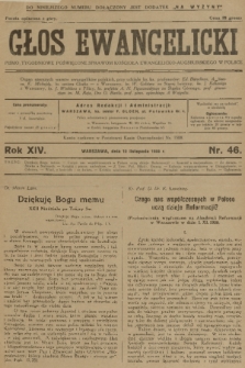 Głos Ewangelicki : pismo tygodniowe poświęcone sprawom Kościoła Ewangelicko-Augsburskiego w Polsce. R.14, 1933, nr 46