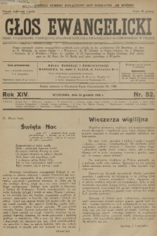 Głos Ewangelicki : pismo tygodniowe poświęcone sprawom Kościoła Ewangelicko-Augsburskiego w Polsce. R.14, 1933, nr 52