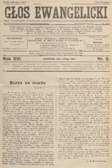 Głos Ewangelicki : pismo tygodniowe poświęcone sprawom Kościoła Ewangelicko-Augsburskiego w Polsce. R.16, 1935, nr 5