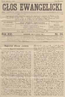 Głos Ewangelicki : pismo tygodniowe poświęcone sprawom Kościoła Ewangelicko-Augsburskiego w Polsce. R.16, 1935, nr 24