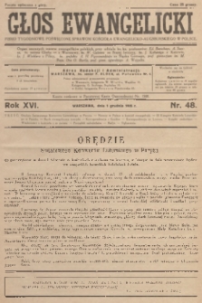 Głos Ewangelicki : pismo tygodniowe poświęcone sprawom Kościoła Ewangelicko-Augsburskiego w Polsce. R.16, 1935, nr 48