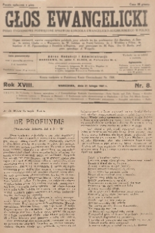 Głos Ewangelicki : pismo tygodniowe poświęcone sprawom Kościoła Ewangelicko-Augsburskiego w Polsce. R.18, 1937, nr 8