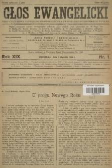 Głos Ewangelicki : pismo tygodniowe poświęcone sprawom Kościoła Ewangelicko-Augsburskiego w Polsce. R.19, 1938, nr 1