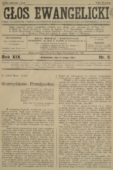 Głos Ewangelicki : pismo tygodniowe poświęcone sprawom Kościoła Ewangelicko-Augsburskiego w Polsce. R.19, 1938, nr 9