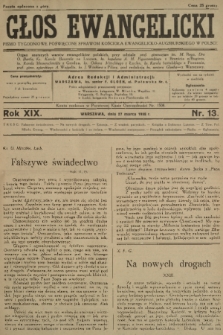 Głos Ewangelicki : pismo tygodniowe poświęcone sprawom Kościoła Ewangelicko-Augsburskiego w Polsce. R.19, 1938, nr 13