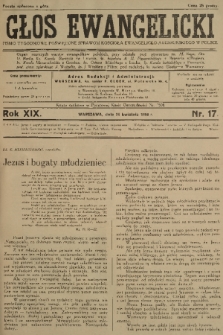 Głos Ewangelicki : pismo tygodniowe poświęcone sprawom Kościoła Ewangelicko-Augsburskiego w Polsce. R.19, 1938, nr 17