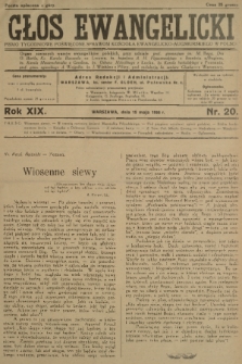 Głos Ewangelicki : pismo tygodniowe poświęcone sprawom Kościoła Ewangelicko-Augsburskiego w Polsce. R.19, 1938, nr 20