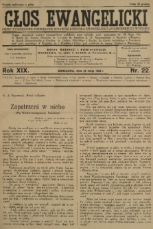 Głos Ewangelicki : pismo tygodniowe poświęcone sprawom Kościoła Ewangelicko-Augsburskiego w Polsce. R.19, 1938, nr 22