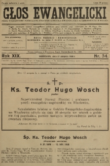 Głos Ewangelicki : pismo tygodniowe poświęcone sprawom Kościoła Ewangelicko-Augsburskiego w Polsce. R.19, 1938, nr 34