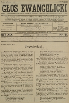 Głos Ewangelicki : pismo tygodniowe poświęcone sprawom Kościoła Ewangelicko-Augsburskiego w Polsce. R.19, 1938, nr 41