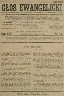 Głos Ewangelicki : pismo tygodniowe poświęcone sprawom Kościoła Ewangelicko-Augsburskiego w Polsce. R.19, 1938, nr 42