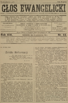 Głos Ewangelicki : pismo tygodniowe poświęcone sprawom Kościoła Ewangelicko-Augsburskiego w Polsce. R.19, 1938, nr 44