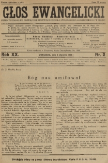 Głos Ewangelicki : pismo tygodniowe poświęcone sprawom Kościoła Ewangelicko-Augsburskiego w Polsce. R.20, 1939, nr 2