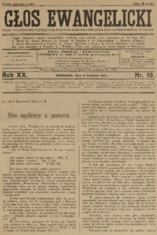 Głos Ewangelicki : pismo tygodniowe poświęcone sprawom Kościoła Ewangelicko-Augsburskiego w Polsce. R.20, 1939, nr 18